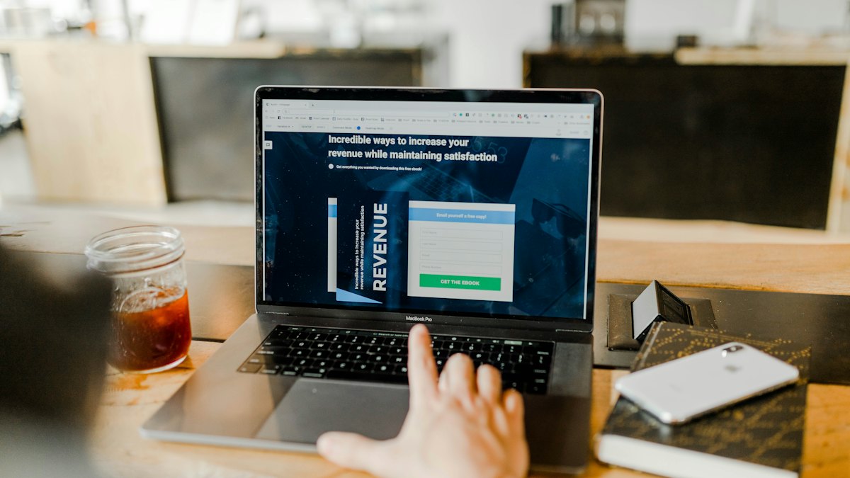 A laptop showing business data