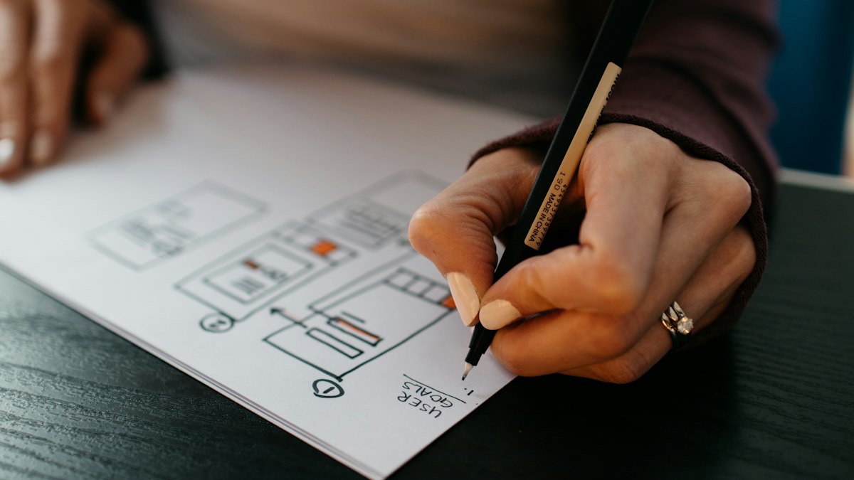 A hand sketching a plan