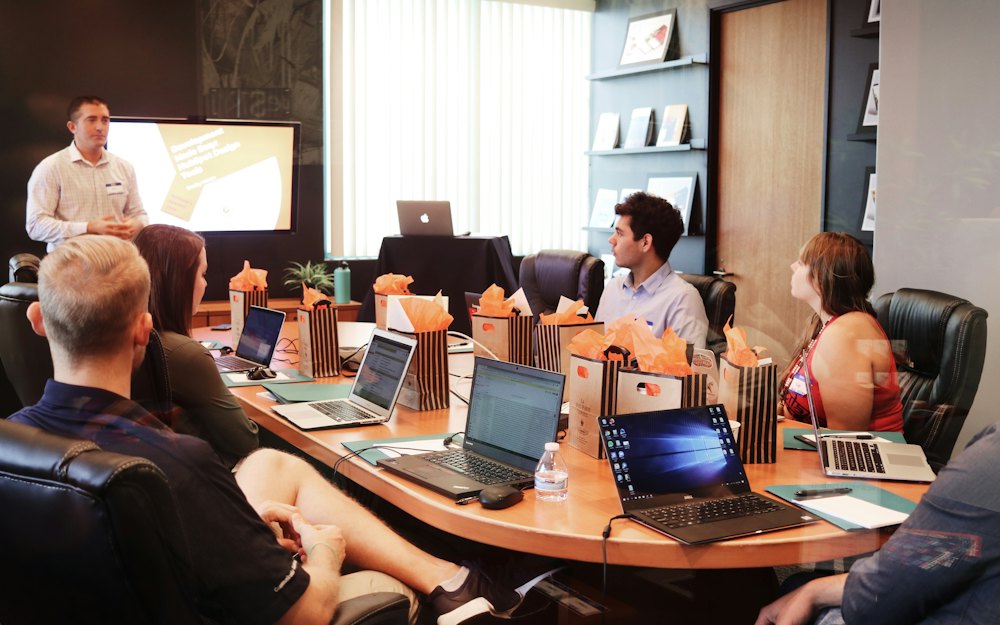 A team meeting around a table