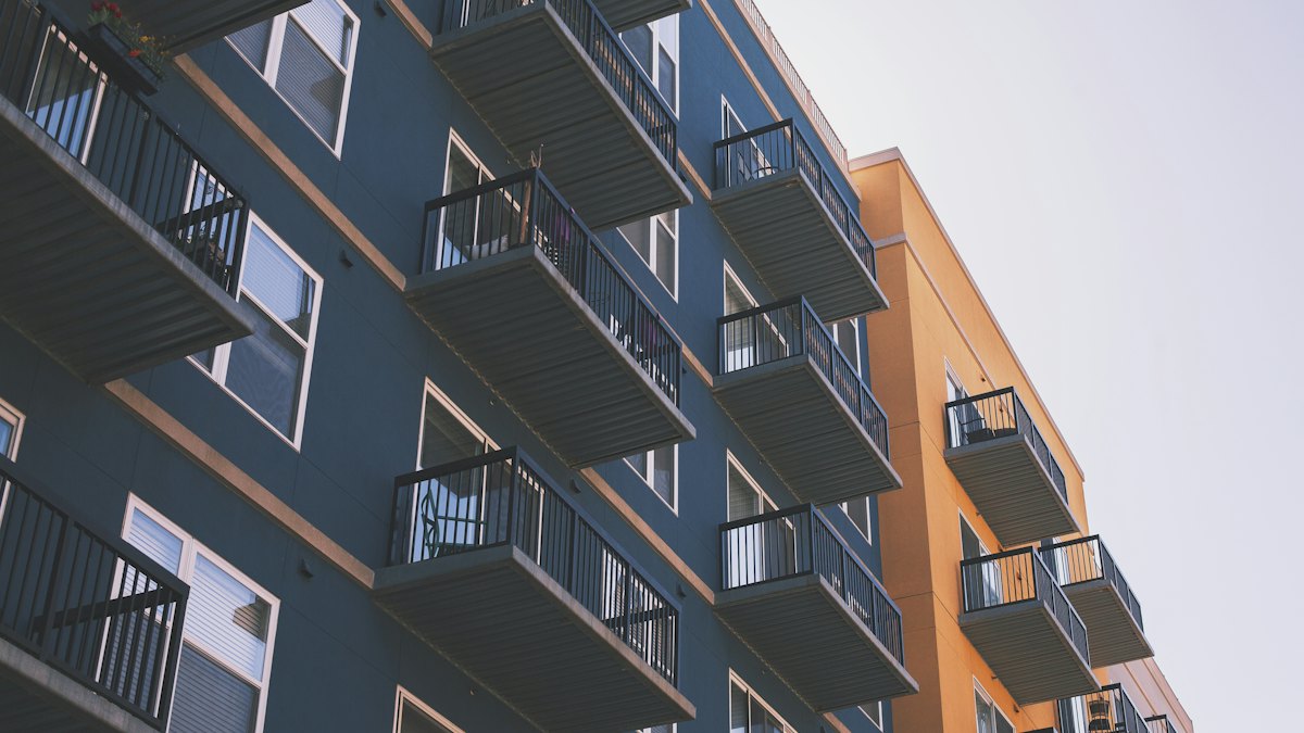 An apartment building with balconies
